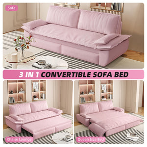 English Elm 73.2" Queen Sleeper Sofa Convertible Corduroy Loveseat for Guest Room or Living Space Pink W1885S00230