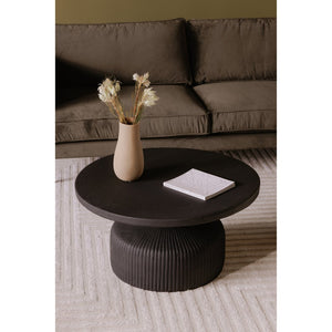 English Elm Yoli Round Aluminum Coffee Table Matte Black Ridged Sculptural Living Room Accent B2769P498406