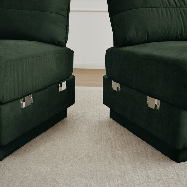 English Elm Chenille Cloud Loveseat with Quilted Back Cushions Deep Foam Seat Modern Living Room Sofa Green W714S01765