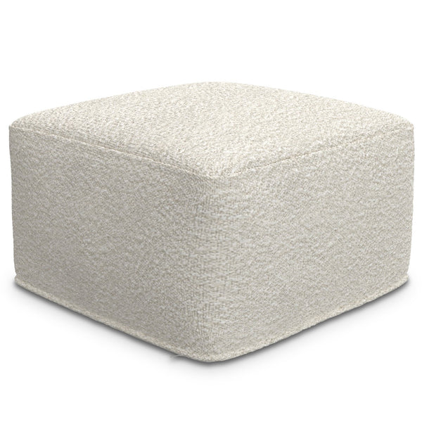 English Elm Chantal Ivory Bouclé Square Pouf Ottoman — 24" x 24" x 14" Lightweight Footrest Seat, Cozy Décor Accent B136P252623
