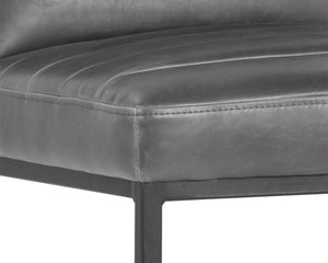 Sunpan Spyros Modern Barstool with Channel Tufting and Sleek Black Powder-Coated Steel Frame for Stylish Spaces Overcast Grey