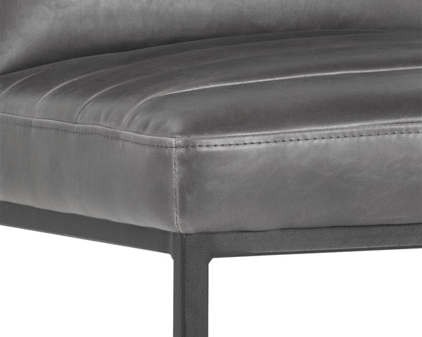 Sunpan Spyros Modern Barstool with Channel Tufting and Sleek Black Powder-Coated Steel Frame for Stylish Spaces Overcast Grey