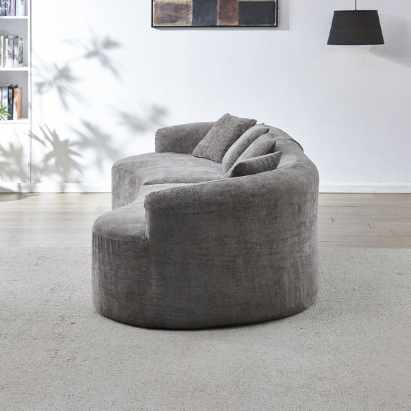 English Elm 111" L Shaped Cloud Sofa Plush Chenille Upholstered High Density Foam Apartment Living Room Grey W1669S00058