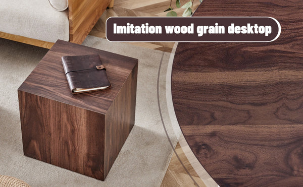 English Elm 16*16*16 Inch Walnut Grain Mdf Cube Side Table Ready to Use Living Room Accent W1151P231617