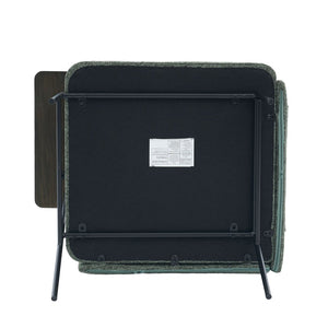 English Elm Leisure Linen Accent Chair with Built-in Side Table Pockets and Lumbar Pillow Modern Emerald W395P453314