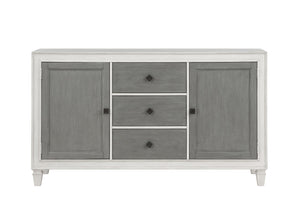 English Elm Katia Rustic Gray & Weathered White Server with 3 Drawers, 2 Doors, Adjustable Shelves, 1" Top Durable Finish B2726P268907