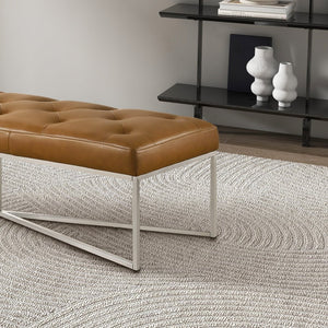 English Elm Harper Full-grain Leather Tufted Bench with Metal Base for Bedroom or Entryway B183P255200