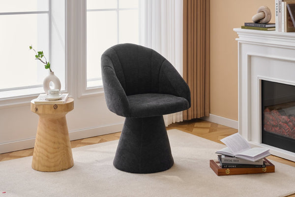 English Elm 068-chenille Swivel Accent Armchair Sculptural Curved Back Upholstered Living Room Seat Gray W527P438695