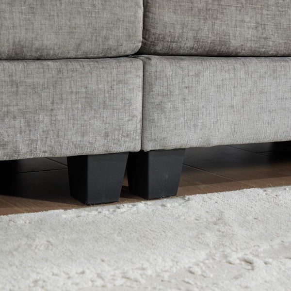 English Elm Cloud Ottoman Modular Chenille Upholstered Footrest for Modern Living Room Lounge Gray W1143P378597