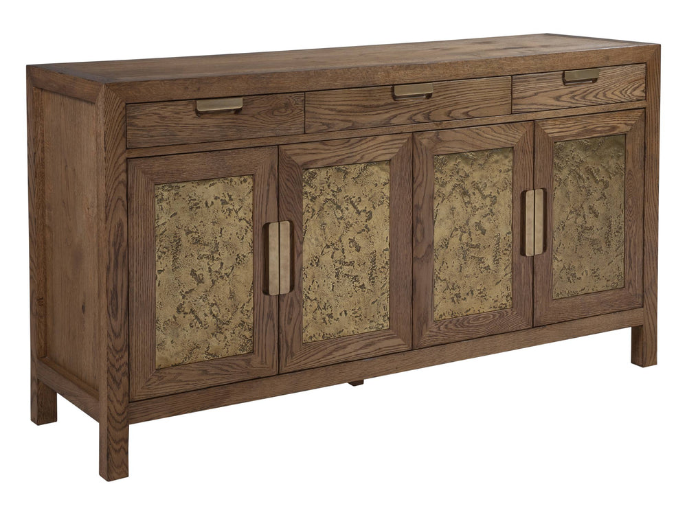 Lexington Barnaby Buffet Solid Oak Sideboard with Champagne Bronze Hardware and Felt Lined Drawers 2380-852