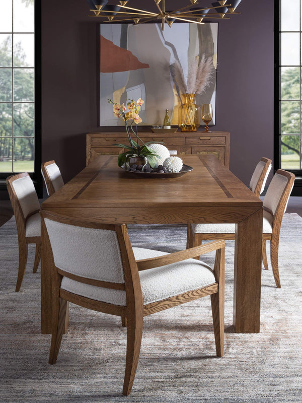 Lexington Barnaby Solid White Oak Extendable Dining Table with Antique Brass Inlay Accents 2380-877