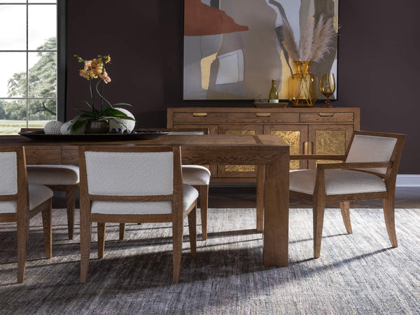 Lexington Barnaby Solid White Oak Extendable Dining Table with Antique Brass Inlay Accents 2380-877
