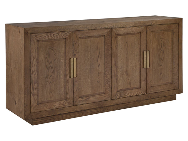 Lexington Barnaby Solid White Oak Media Console with Antique Finish and Bronze Inlay Accents 2380-907