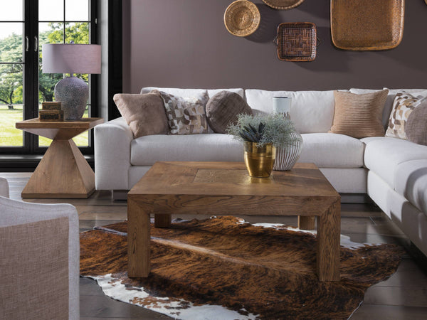 Lexington Barnaby Solid White Oak Cocktail Table with Antiqued Bronze Inlays for Living Rooms 2380-947