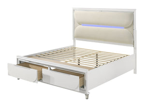 English Elm Tarian Boucle Upholstered Eastern King Bed with Led Lighting and Storage Footboard B2756S00045