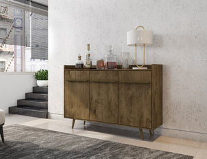 English Elm Bradley 54" Sideboard with Soft-Close Doors, Dip-Style Top, Concealed Shelves for Media Storage Rustic Brown B365P398253