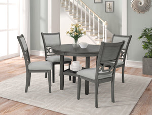 English Elm Beautiful Round 5Pc Dining Set with Lower Storage Shelves, 42" Table & 4 Wood Chairs, Modern Elegance B011P232888