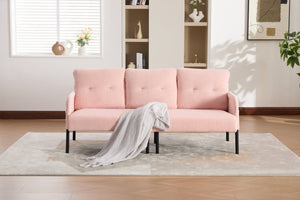 English Elm United We Win Corduroy Loveseat Plush Ergonomic Sofa with Spring Support Metal Legs Pink W1568P410044