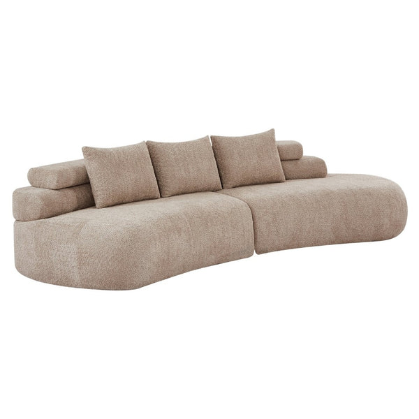 English Elm 122" Curved Modular Sectional Sofa Cloud Fill Polyester Upholstered Living Room Seating Almond N771P396326V_N771P396327V