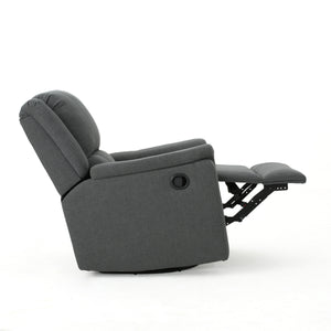 English Elm Christopher Knight Home® - Charcoal Glider Recliner Swivel Chair - Compact Manual Reclining Fabric Seat, Plush Ergonomic Comfort 61368.00CCL