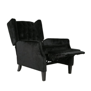 English Elm Christopher Knight Home® - Pushback Mid Century Wingback Recliner Chair with Rivet Trim, Upholstered Fabric Accent Seat for Living Room Black 63486.00NVLTBLK