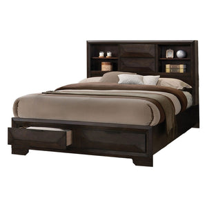 English Elm Contemporary Queen Storage Bed Bookcase Headboard Footboard Drawers Espresso Wood B2741S00895