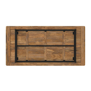 English Elm Campbell Burnt Wax Dining Table - Solid Mango Wood, Industrial Black Iron Base, 72"x36" Seating 6, Durable Finish B136P203493