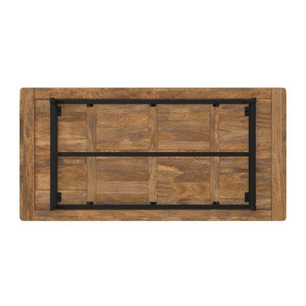 English Elm Campbell Burnt Wax Dining Table - Solid Mango Wood, Industrial Black Iron Base, 72"x36" Seating 6, Durable Finish B136P203493