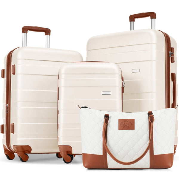 English Elm Luggage 4 Piece Abs Hard Shell Set with Spinner Wheels and Tsa Lock Travel Ready N726P281412O