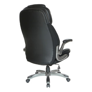 OSP Home Furnishings Bonded Leather Executive Office Chair with Lumbar Support and Ergonomic Adjustable Seat Titanium ECH620867-EC3