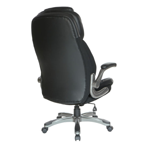OSP Home Furnishings Bonded Leather Executive Office Chair with Lumbar Support and Ergonomic Adjustable Seat Titanium ECH620867-EC3