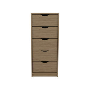 English Elm Basilea Slim Tall Dresser with Smooth Pull-Out System, 5 Spacious Drawers in Natural Oak Finish B200P335295