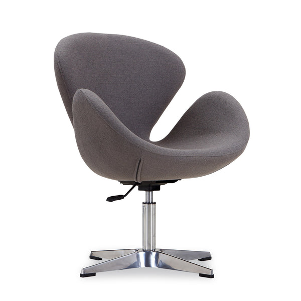 English Elm Raspberry Upholstered Swivel Lounge Chair with Adjustable Height, Polished Chrome Base & Modern Seat Design Grey B365P397957