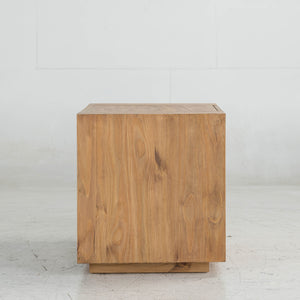 English Elm Harlan Oak Finish End Table with Wheels, 2 Drawers & Open Shelf, Durable Synthetic Wood Accent Table B2726P251669