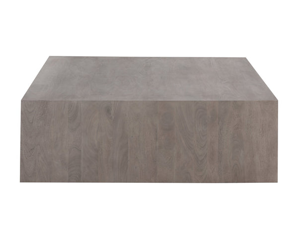 Sunpan HILBERT Coffee Table - Handcrafted Grey Acacia with Brass Trim, Unique Design for Modern Homes 110028