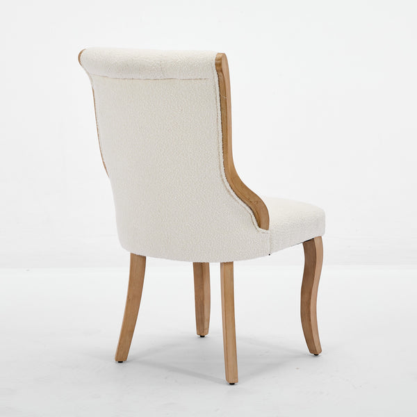 English Elm Snow velvet dining chair with plush breathable upholstery, mid-century wood trim and sculpted legs comfort and style Beige W1143P332691