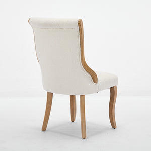 English Elm Snow Velvet dining chair with mid-century curved wood trim, plush foam support, sturdy solid wood craftsmanship and sculpted legs for elegant dining and lounge seating Beige W1143P332691