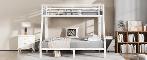 English Elm Metal Twin Over Full Bunk Bed White Steel Frame Space Saving Slat Support for Teens W1580P383994