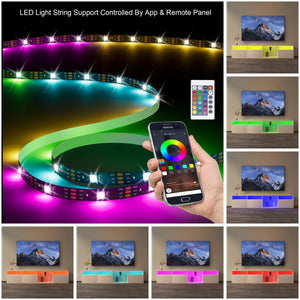 English Elm TV Console Tempered Glass TV Stand 82.6" LED RGB 31 Modes, Storage Cabinets, 2 AC+2 USB Ports W1701P194965