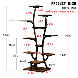 English Elm (vase Shape) Metal Plant Stand with Led Grow Lights Sculptural Tree Tier Indoor W2641P323267