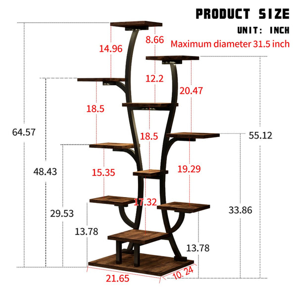 English Elm (vase Shape) Metal Plant Stand with Led Grow Lights Sculptural Tree Tier Indoor W2641P323267