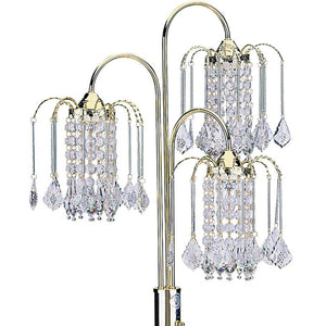 English Elm 34" 34-inch Metal Table Lamp with 3 Crystal Chandelier Arms, Steel Frame, Acrylic Shades, 3-Way Switch Gold B072116047