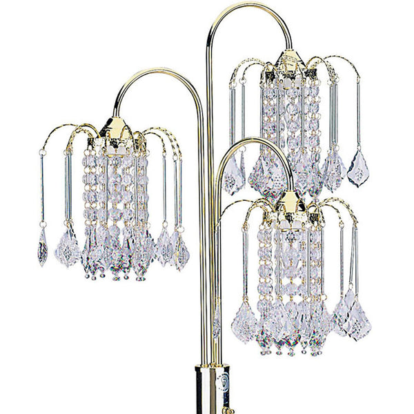 English Elm 34" 34-inch Metal Table Lamp with 3 Crystal Chandelier Arms, Steel Frame, Acrylic Shades, 3-Way Switch Gold B072116047