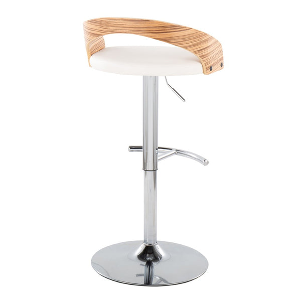 English Elm Adjustable Swivel Barstools Set of 3 Chrome Base Natural Wood Green Fabric Seat Chrome,White B202S02034