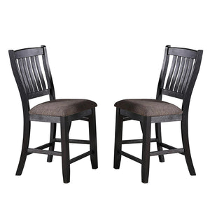 English Elm Set of 2 Counter Height Chairs with Upholstered Cushion and Weathered Wood Legs for Comfort and Style Black B016P222639