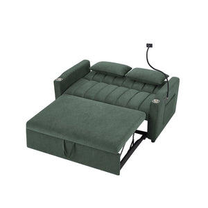 English Elm 55.9" Convertible Sleeper Loveseat with Usb Ports Cup Holders and Swivel Phone Mount N719P400685F