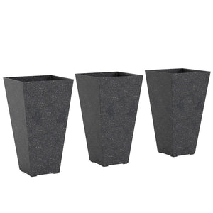 English Elm Set of 3 Tall Square Faux Marble Column Planters for Patio Entryway or Balcony Black T3971P440168