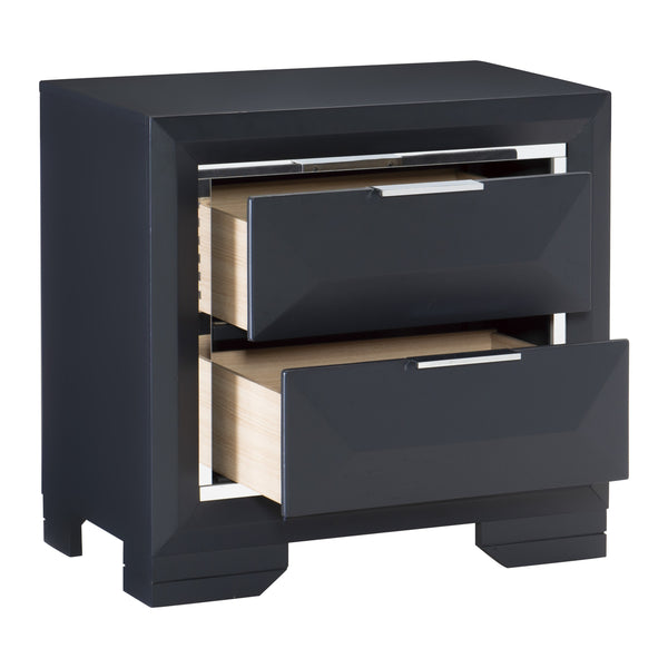 English Elm Modern Bedroom Nightstand Rosemont Two-Drawer Midnight Blue with Beveled Acrylic Trim and Chrome Accents, 27.5x17x26.5" B011P338089