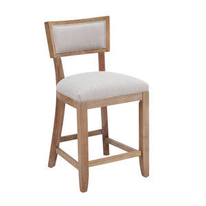 English Elm Christopher Knight Home® - 26.5" Counter Stools Set of 2 Upholstered Farmhouse Bar Stools with Curved Back, Footrest, Solid Wood Frame Beige+Natural 72643.00BGE