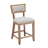 Christopher Knight Home® - Noble House - - 26.5" Counter Stools Set Of 2, Upholstered Counter Height Bar Stools With Comfy Back, Solid Rubber Wood Frame, Backrest, Footrest, Armless Barstools For Home Bar, Kitchen Counter, Beige & Natural